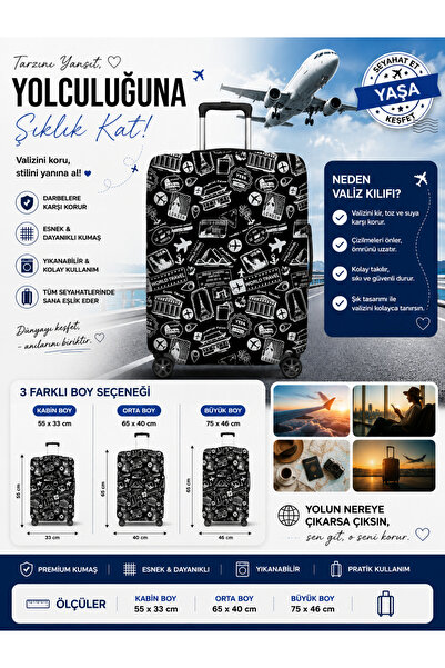 Trendglobal Valiz Bavul Koruyucu Kılıfı World Travel