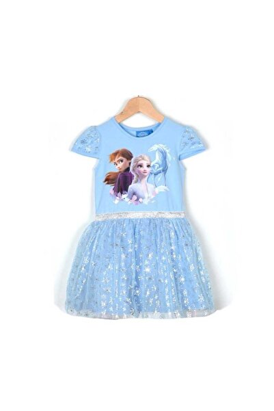 Kids Nilche Elsa Frozen Kısa Kollu Kız Çocuk Elbise