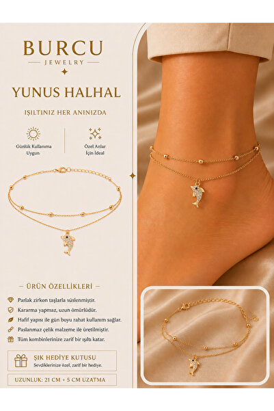 xUPING BURCU JEWELRY Yunus Çift Zincir Halhal