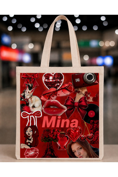 MANİFEST Mi̇na Printed Cloth Bag – Canvas Daily Use Shoulder and Shopping Bag 👜