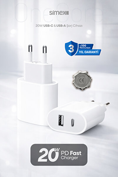 Simex 20W iPhone Uyumlu Hızlı Şarj Aleti Güç Adaptörü Başlığı Lightning 8 11 ...