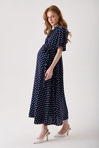 KATLİN MATERNİTY WEAR فستان منقط للحوامل مصنوع من الفيسكون بنسبة 100%، موديل ...