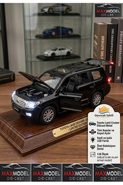 OYUNCAKSAHİLİ Toyota Land Cruıser V8 Jip Metal 15cm koleksiyon Araba Cruiser Kapı Kaput Bagaj Açılır Far Stop Yanar piller dahil