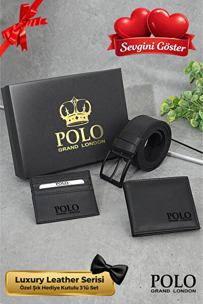 POLOGRAND London Orijinal Erkek 3'lü Özel Hediye Kutulu Luxury Serisi Damat H...