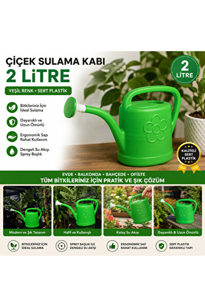 Olgun Home Sulama Bidonu 2 Lt Süzgeçli Bahçe Bitki Çiçek Sulama Bidonu Sulama...