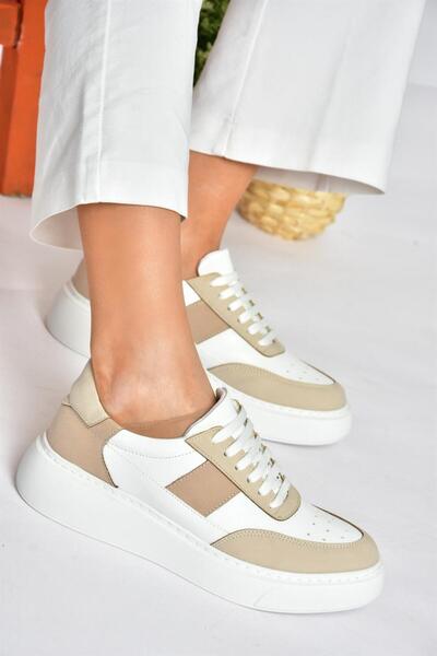 Fox Shoes P274048809 Λευκά/Μπεζ καθημερινά γυναικεία αθλητικά παπούτσια