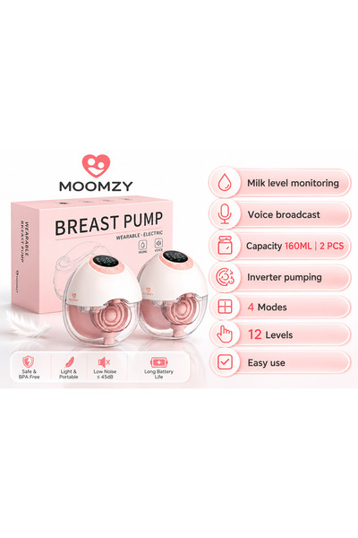 Moomzy Set 2 Pompe de San Electrice SILENTIOASE, 4 Moduri Masaj, 12 Niveluri ...