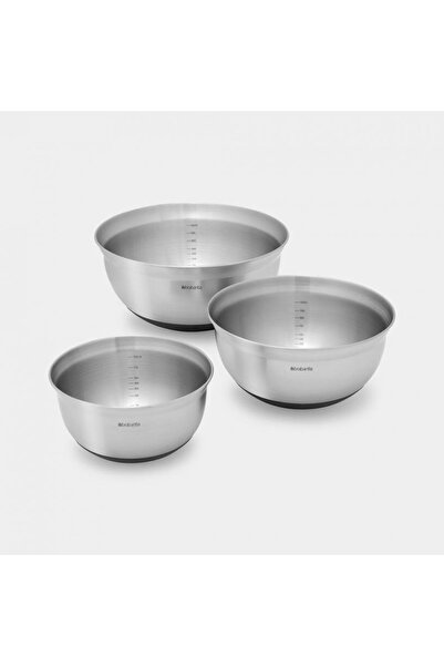 Brabantia Set 3 boluri mixare 1.0L + 1.6L + 3.0L, Inox mat/ Negru