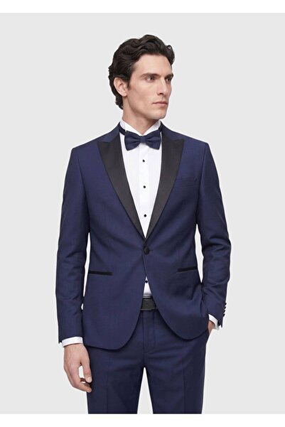 Ramsey Cobalt Straight Fashion Slim Fit Double-Breasted Collar Woven Tuxedo Suit