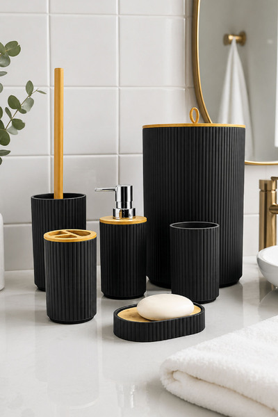 Vichy 6-Piece Bathroom Set Soap Dispenser Toothbrush Holder Liquid Soap Dispe...