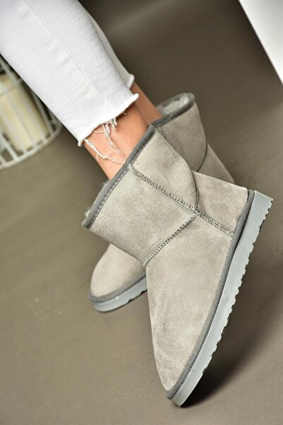 Fox Shoes R612026502 Graue Wildlederstiefel für Damen mit Haaren innen
