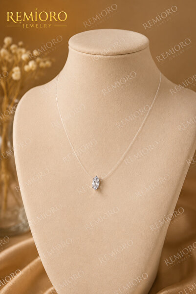 REMIORO Colier Invizibil Damă 40 cm cu Cristal Zirconiu Marquise, Elegant și ...
