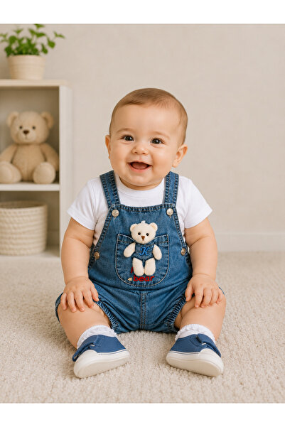 Bilge Trend Oyuncaklı Bebek Kot Salopet Tişört Takım , Denim Slopet T-shirt T...
