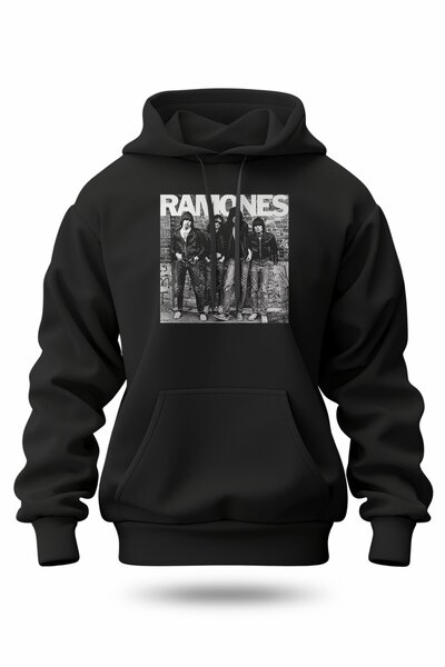buzagi tasarım ürünleri Ramones Digital Print Hooded Unisex Sweatshirt