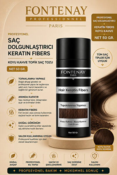 Fontenay Paris Saç Dolgunlaştırıcı Keratin Fibers Koyu Kahve Topik Saç Tozu 50gr