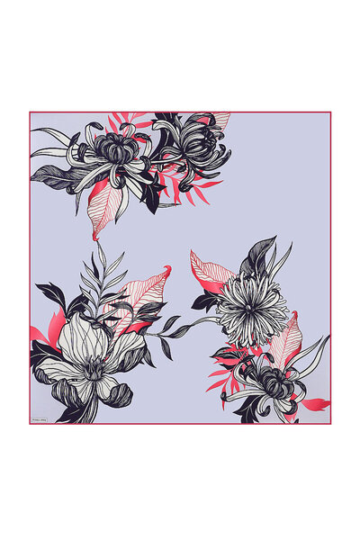 Bursa İpek Lilac Cagla Pattern Twill Silk Scarf