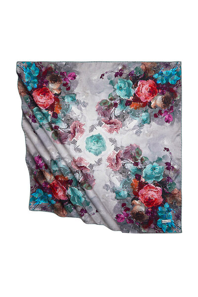 Bursa İpek Mint Floral Pattern Silky Scarf