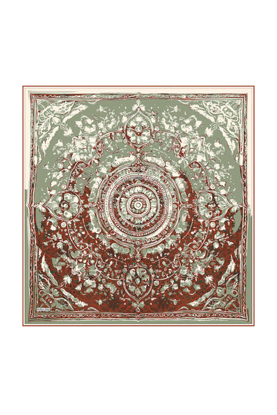 Bursa İpek Kına Ancient Pattern Twill Silk Scarf