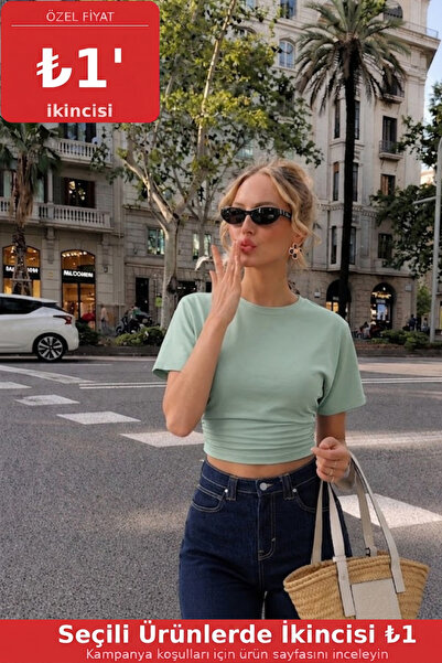 COMBİNE MİCHAİL Tricou Crop pentru femei, cu decolteu tip crewneck
