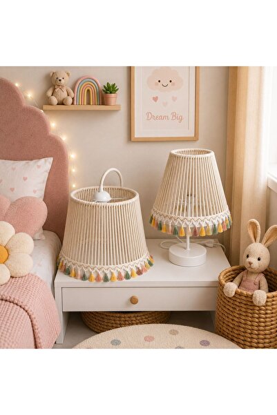 C&A&B KUZEY AVİZE EKRU MAKROME İP SARGI SOFT RENKLİ SAÇAKLI KIZ BEBEK ÇOCUK V...