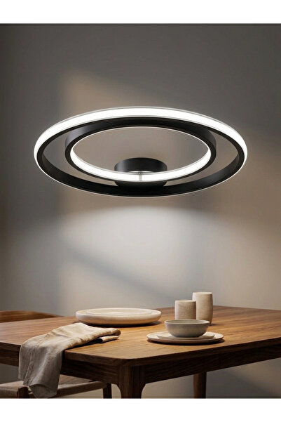 Lzy Avize Store Eclipse Dairesel Siyah Led Avize – Hem Tavan Hem Duvar Aplik ...