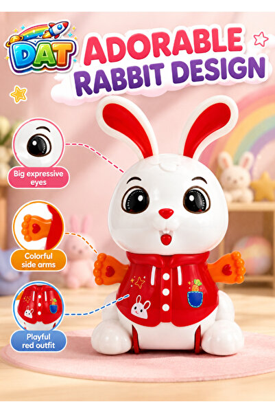DAT Kids 360° Stunt Swinging Rabbit Toy with LED Light & Music, Battery-Opera...