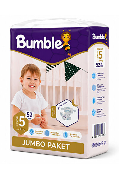 Bumble Scutece Nr. 5 (11-18 kg), 52 buc., Pachet Jumbo, ultra-absorbante, res...