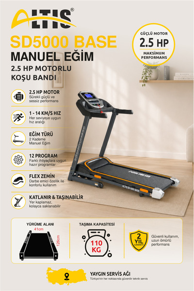 ALTIS Sd5000 Base 2,5 Hp Manuel Eğimli Koşu Bandı