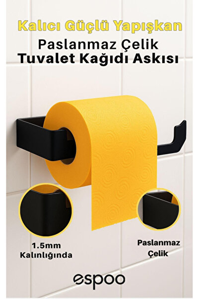 Espoo Design Adhesive Stainless Steel Toilet Paper Holder Paper Towel Hanger ...