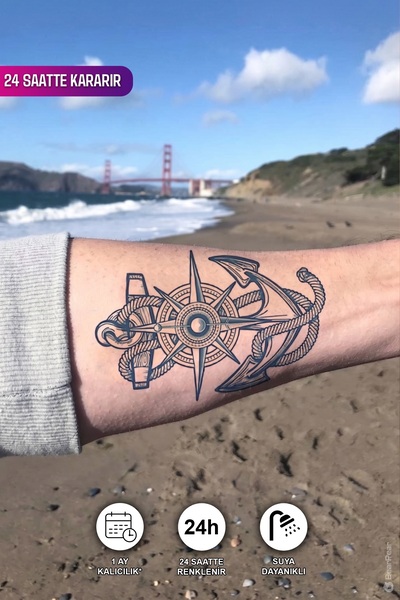 BP Tattoo 1 Ay Kalıcı Tattoo Gerçek Dövme Görünümlü Çapa Dövmesi