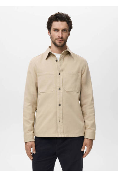 MANGO Man Jacheta camasa denim cu buzunare
