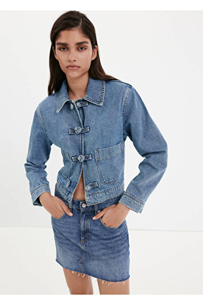 MANGO Woman Çoban düğmeli denim ceket