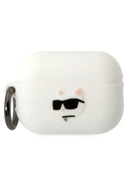 Karl Lagerfeld KLAP2RUNCHH Husă AirPods Pro 2 alb/alb Silicon Cap Choupette 3D