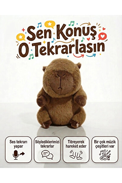 BESTTOYS Ses tekrarı yapan capybara müzikli titreyen oyuncak sarjli