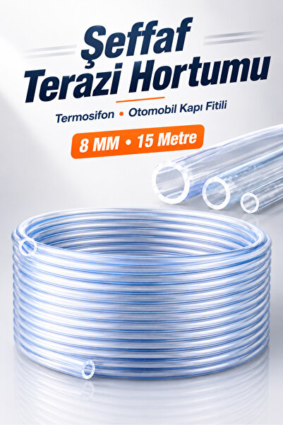 NZB 15 Metre Şeffaf Terazi Hortumu Termosifon Otomobil Kapı Fitili 8 Mm
