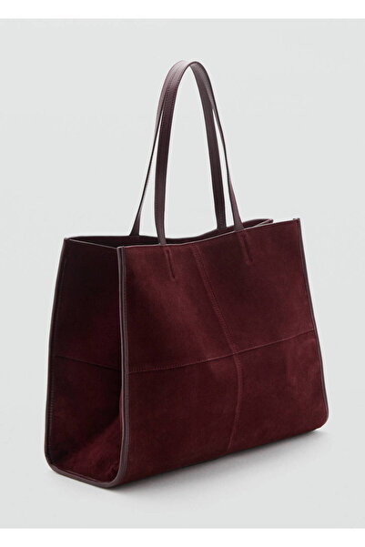 MANGO Woman Süet deri shopper çanta