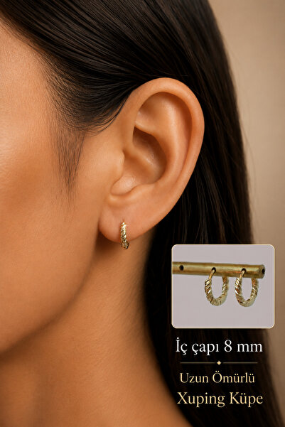 Sacce Scarves&Accessories Gold Renk Kıvrımlı Mini Halka Küpe