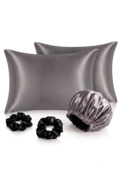 Premium Set Double Silky Satin Pillow Case Buckle And Bonnet Curly Straight Wavy Hair