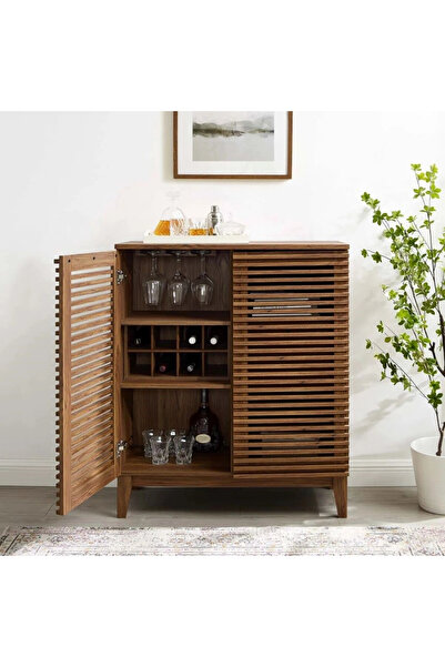 WoodenDecoration01 Vera Masif Ahşap Walnut Bar Dolabı