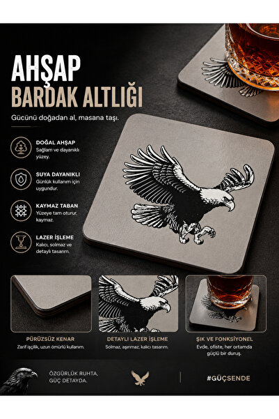 WhiteConcept Beşiktaş Lisanslı Ahşap Bardak Altlığı