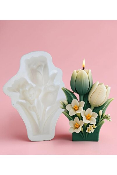 HogART Design Küçük Lale ( Model 1 ) Mum Sabun Magnet & Kokulu taş Silikon Kalıp