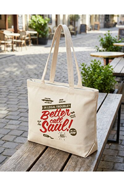 buzagi tasarım ürünleri Better Call Saul Zippered Lined Gusseted Canvas Bag 3...