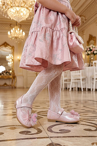 Kiko Kids Fly Cırtlı Kelebek Aksesuarlı Kız Bebek / Çocuk Babet Ayakkabı