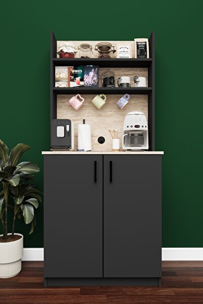 asratrend Modern Kahve Köşesi Dolabı %100 MDF Çok Amaçlı Erzak Depolama Dolab...