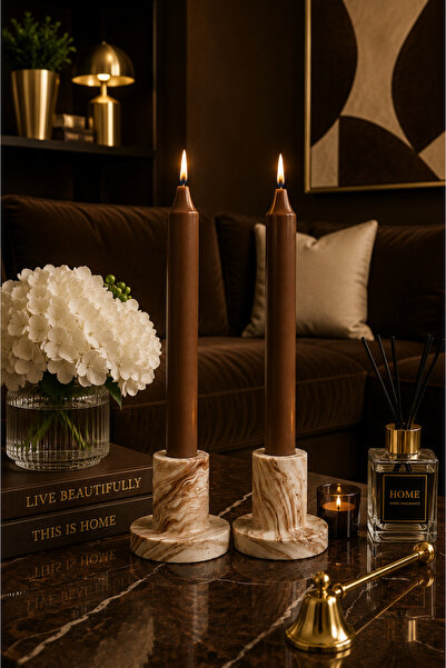 betonmall Şamdan Mumluk 2'li Beton El Yapımı Dekoratif Tealight Mumluk Mum Hariç