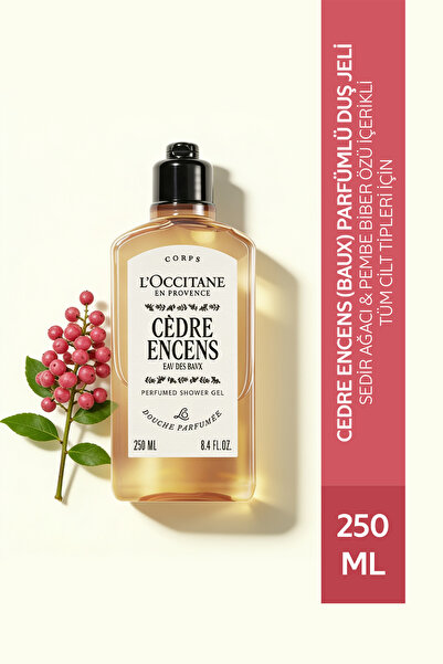 L'Occitane Cedre Encens (Baux) Parfümlü Duş Jeli, Sedir Ağacı, Pembe Biber Öz...