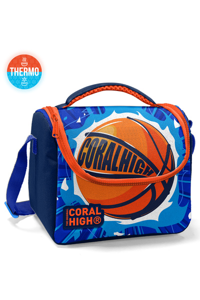 Coral High Cutie de prânz termică cu model cu minge de baschet albastru bleum...