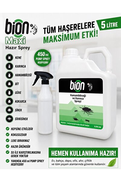 Bion Hazır Hamamböceği Karınca Kene Maxi Sprey 5 Lt + 450 Ml Boş Şişe