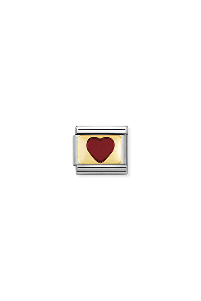 NOMİNATİON Composable Classic Plates Steel Enamel And 18k Gold Red Heart