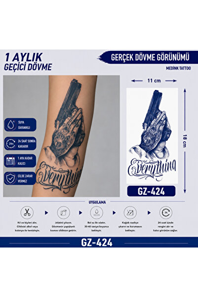 medink tattoo 1 Ay Kalıcı Sonradan Kararan 11X 18 cm Everything model geçici ...
